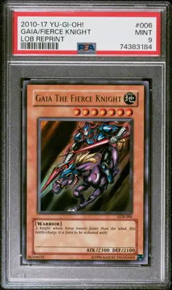 Gaia The Fierce Knight LOB-006 Legend of Blue Eyes Reprint PSA 9 MINT - Image 1