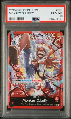 2025 ONE PIECE STARTER DECK ST21-EX GEAR 5 #001 MONKEY D. LUFFY PSA 10 - Image 1