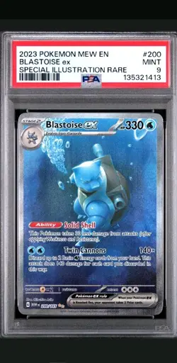 Pokemon TCG Blastoise EX Holo Rare Card 2023 Scarlet & Violet 200/165 PSA 9 - Image 1