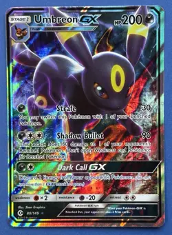 Umbreon GX 80/149 Pokemon Sun & Moon Base Set Holo Full Art Pokemon Card - Image 2