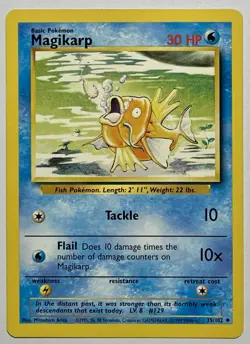 Magikarp 35/102 (MP) Uncommon Base Set Unlimited 1996 WOTC Pokemon Card - Image 1