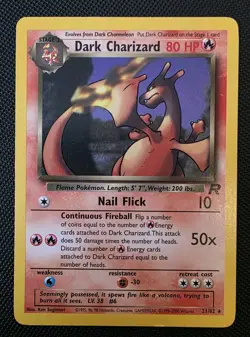 Pokemon TCG Dark Charizard Non-Holo Card 21/82 Team Rocket 2000 Vintage LP - Image 1