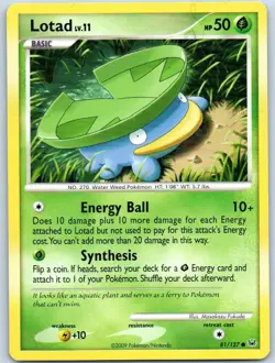 Lotad 2009 81/127 Common Pokemon Card Regular - Image 1