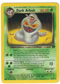 Pokemon TCG Team Rocket Dark Arbok 19/82 Non-Holo Rare Card Vintage WOTC - Image 1