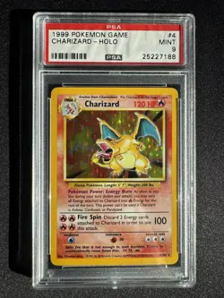 1999 POKEMON BASE SET UNLIMITED #4 CHARIZARD HOLO RARE PSA 9 MINT - Image 1