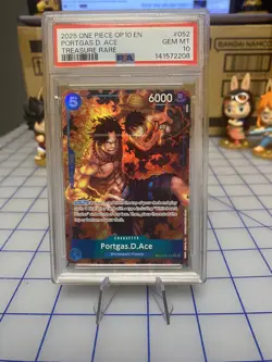2025 ONE PIECE OP08-052 ROYAL BLOOD PORTGAS D ACE TREASURE RARE PSA 10 GEM MINT - Image 1