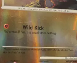 Pokemon TCG Riolu Card 61/130 Diamond & Pearl Base Set 2007 - Image 2