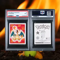 PSA 9 MINT 1999 Merlin Pokemon Charizard Sticker #6 Slab Low Pop 65 - Image 1