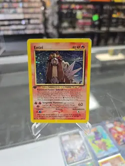 Entei 6/64 Holo Rare 1st Edition Neo Revelation Pokemon Geramn Damaged - Image 1