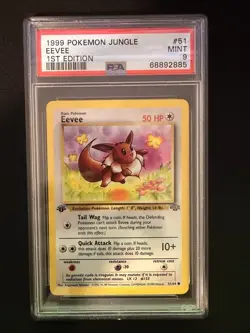1999 Pokemon Jungle Eevee 1st Edition 51/64 + Jigglypuff 1st Edition 54/64 PSA 9 - Image 3