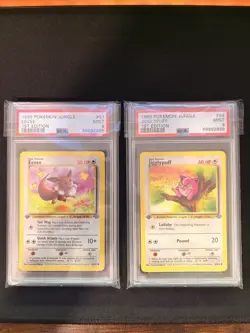 1999 Pokemon Jungle Eevee 1st Edition 51/64 + Jigglypuff 1st Edition 54/64 PSA 9 - Image 5