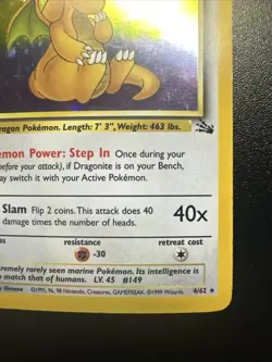 Dragonite 4/62 Fossil Holo Pokemon Near Mint Unlimited - Image 5