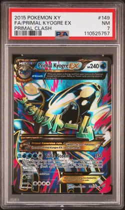 2015 POKEMON XY PRIMAL KYOGRE EX 149/160 FULL ART PRIMAL CLASH PSA 7 - Image 1