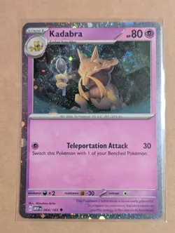 Pokemon TCG 1x SWIRL Kadabra 064/165 Cosmos Holo Promo S&V 151 - Image 2