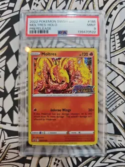 PSA 9 MINT Shinji Kanda Moltres Stamped Prerelease Black Star Promo Pokemon 522 - Image 1