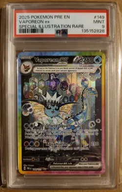 PSA 9 Vaporeon Ex SIR Pokemon TCG Prismatic Evolutions 149/131 Eeveelutions - Image 1