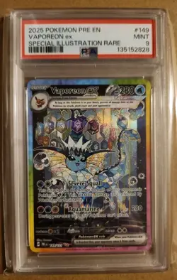 PSA 9 Vaporeon Ex SIR Pokemon TCG Prismatic Evolutions 149/131 Eeveelutions - Image 2