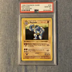 Pokemon 1999 Machoke Shadowless 1st Edition #34 PSA 10 Gem Mint - Image 1