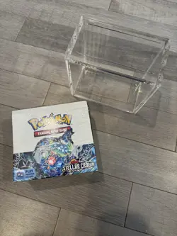New Sealed Pokemon TCG Stellar Crown Booster Box (slight tear) w/ Acrylic Case - Image 2