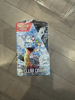 New Sealed Pokemon TCG Stellar Crown Booster Box (slight tear) w/ Acrylic Case - Image 5