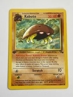 1999 Pokemon Fossil Kabuto 1st Edition Common LP 50/62 - Image 1