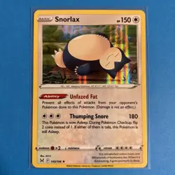 Pokemon TCG Snorlax Holo Rare Card Lost Origin 143/196 Near Mint - Image 1