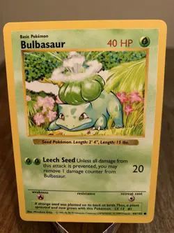 Shadowless Bulbasaur 44/102 Common Base Set Pokemon Card NM/LP - Image 1