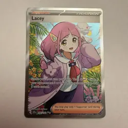 Pokemon Card TCG - Lacey 166/142 Ultra Rare Full Art Trainer Stellar Crown NM - Image 1