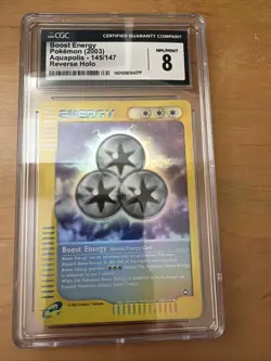 CGC 9 Boost Energy 145/147 Reverse Holo Aquapolis Pokemon Card - Image 1