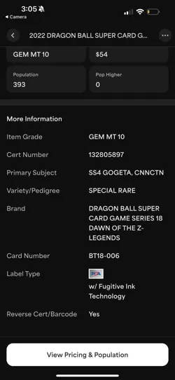 SS4 GOGETA POWER’S CONNECTION BT18-6 SPR PSA 10 GEM MINT DRAGON BALL SUPER CARD - Image 4