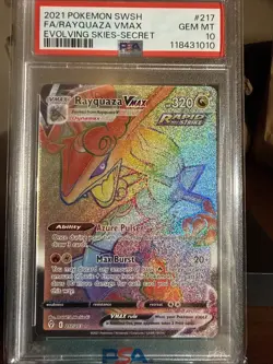 Pokemon TCG Evolving Skies Rayquaza VMAX Rainbow Secret Rare Card 217/203 - Image 1