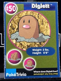 Diglett #50 Mewtwo Strikes Back Burger King PokeTrivia Vintage Pokemon Card - Image 3