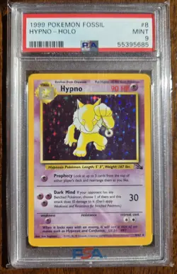 PSA 9 Hypno - 1999 Fossil Unlimited #8 Holo Rare - Pokemon WoTC - Image 1