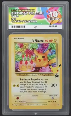 Pokemon TCG Birthday Pikachu #24 Celebrations 25th Anniversary Ace Graded 10 - Image 1