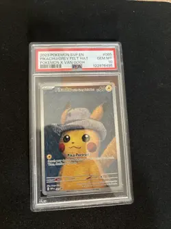 Pokemon Pikachu TCG Grey Felt Hat #085 Promo Van Gogh Pikachu PSA 10 - Image 1