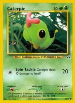 Pokemon - Caterpie - 53/75 - Common - Unlimited Edition - Neo Discovery - NM - Image 1