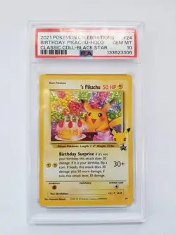 2021 POKEMON CELEBRATIONS CLASSIC COLL #24 BIRTHDAY PIKACHU Black Star PSA 10 - Image 1