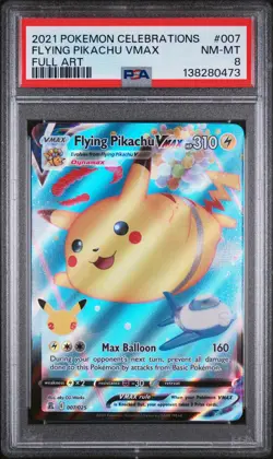 2021 Pokemon Celebrations Flying Pikachu VMAX Full Art PSA 8 #007 - Image 1