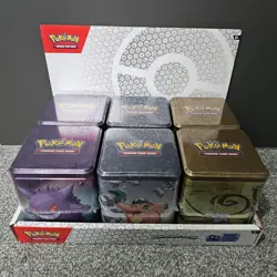 Pokemon TCG Stacking Tins 2024 Q1 x6 Display. Art Set Psychic Type. SEALED. - Image 1