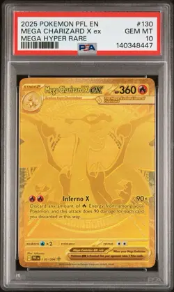 2025 Pokemon PFL EN Mega Charizard x Ex #130 Gem Mint PSA 10 - Image 1