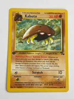 1999 Pokemon Fossil Kabuto 1st Edition Common LP 50/62 - Image 1