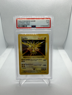 1999 Pokemon Base Set Zapdos Holo Shadowless PSA 3 #16 - Image 1