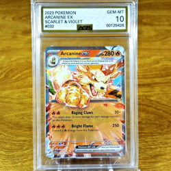 Pokemon Scarlet & Violet Base Arcanine EX 032/198 AGS Gem-MT 10 Holo Rare 2023 - Image 1