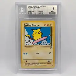 2001 Pokemon TCG Surfing Pikachu #28 Black Star Promo Graded BGS 9 MINT (WOTC) - Image 1
