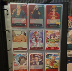 One Piece Pre Errata OP-01 complete base set English Nm with binder - Image 2