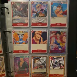 One Piece Pre Errata OP-01 complete base set English Nm with binder - Image 4