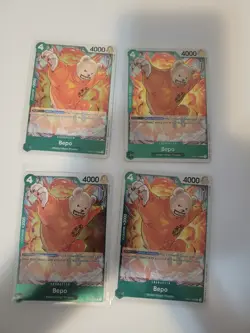 One Piece Card Game Romance Dawn - Bepo 4x OP01-049 Rare - Green - Playset - NM - Image 1