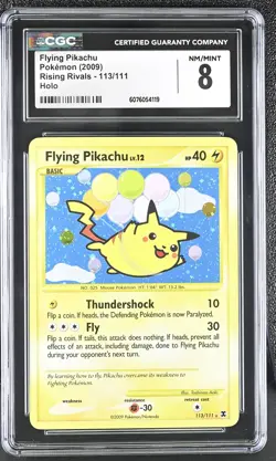 CGC 8 Flying Pikachu 2009 Rising Rivals 113/111 Holo Pokemon Card - Image 1