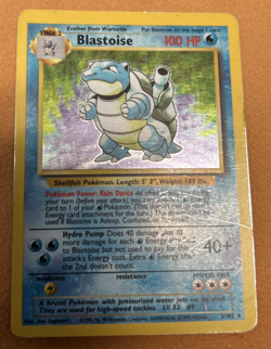 Pokemon TCG Blastoise Holo Rare Card Base Set Unlimited 2/102 HP/Damaged - Image 1