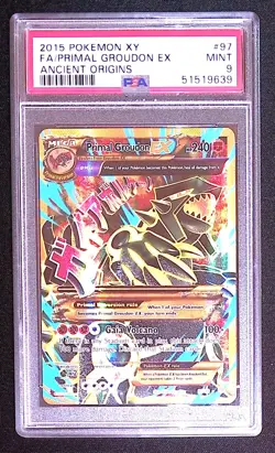 2015 POKEMON XY ANCIENT ORIGINS #97 FULL ART/PRIMAL GROUDON EX PSA 9 - Image 1
